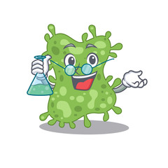 Salmonella enterica smart Professor Cartoon design style working with glass tube