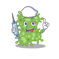 A nice nurse of salmonella enterica mascot design concept with a syringe