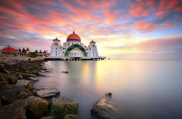 Malacca straits mosque (Masjid selat) .One of beautiful mosque in Malaysia.