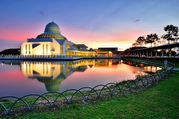 Annur mosque in Seri Iskandar, Perak. Beautiful mosque in Malaysia during sunrise.
