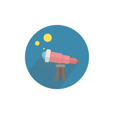 telescope colorful flat icon with shadow. telescope flat icon