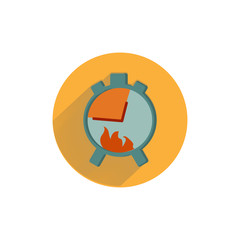 deadline colorful flat icon with long shadow. Clock in fire flat icon