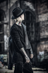 Naklejka premium pensive asian hipster