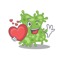 A sweet salmonella enterica cartoon character style with a heart