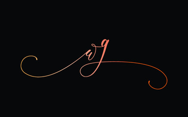 wg or w, g Lowercase Cursive Letter Initial Logo Design, Vector Template