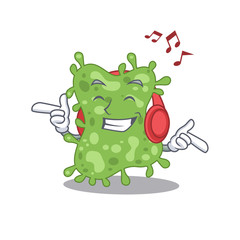 Salmonella enterica Cartoon design concept listening music