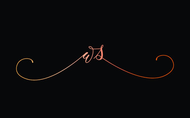 ws or w, s Lowercase Cursive Letter Initial Logo Design, Vector Template