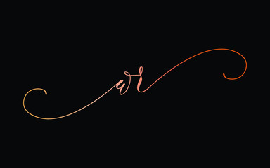 wr or w, r Lowercase Cursive Letter Initial Logo Design, Vector Template