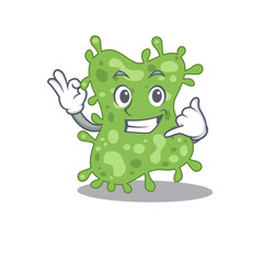 Cartoon design of salmonella enterica with call me funny gesture