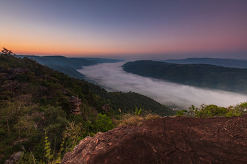 Phu-E-Lerd, Landscape sea of mist on the mountain in Loei province  Thailand.