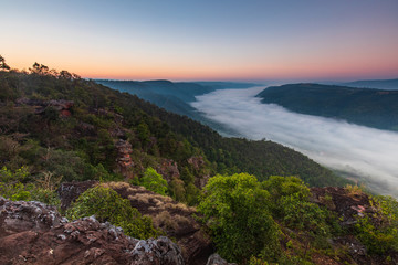 Phu-E-Lerd, Landscape sea of mist on the mountain in Loei province  Thailand.