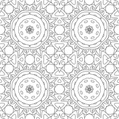Beautiful card for decoration design. Abstract repeat background. Geometric modern ornament for coloring.