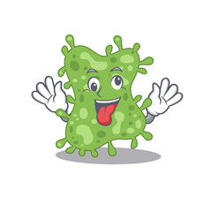 A cartoon design of salmonella enterica having a crazy face