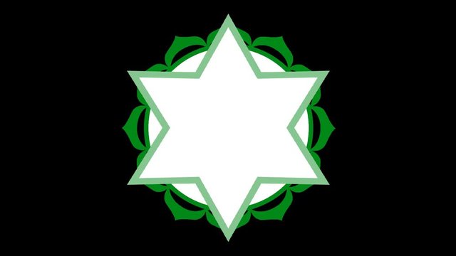 Chakra Anahata. Animation of the Anahata chakra symbol denoting a lotus with twelve petals. Alpha
Channel.