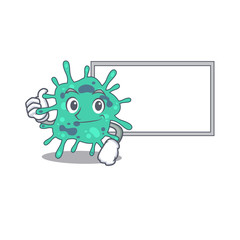 Humorous shigella boydii cartoon design Thumbs up bring a white board