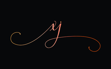 xj or x, j Lowercase Cursive Letter Initial Logo Design, Vector Template