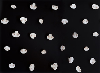 Pattern of halved champignons background