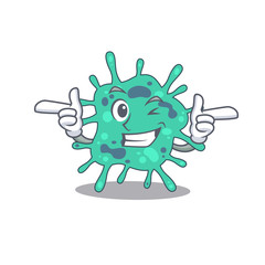 Cartoon design concept of shigella boydii with funny wink eye