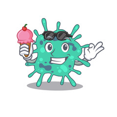Cartoon design concept of shigella boydii having an ice cream