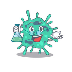 Shigella boydii smart Professor Cartoon design style working with glass tube