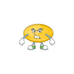 Mascot design style of oil capsule with angry face