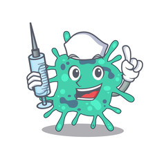 A nice nurse of shigella boydii mascot design concept with a syringe