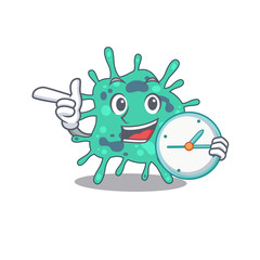 Shigella boydii mascot design concept smiling with clock