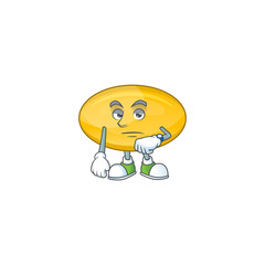 Oil capsule with waiting gesture cartoon mascot design concept