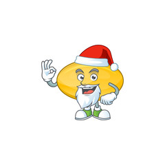 Friendly oil capsule Santa cartoon character design with ok finger