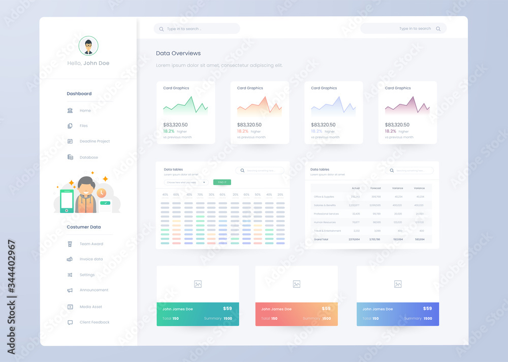 Wall mural infographic dashboard. ui design with graphs, charts and diagrams. web interface template for busine