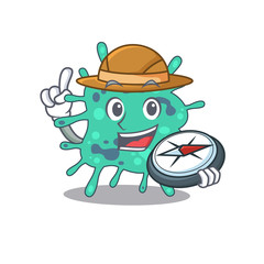 mascot design concept of shigella boydii explorer with a compass