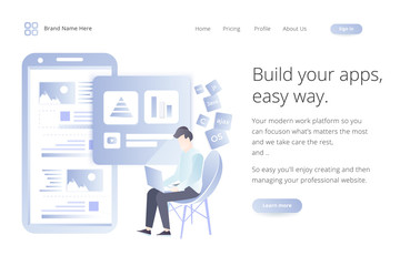 Landing page website template design. Modern flat design vector illustration concepts of web page design for website and mobile website development. Easy to edit and customize.