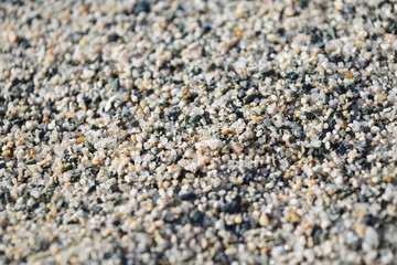 Pebbles on the beach in Samothraki, Greece. Sea rocks. Background, Texture, Detail, close up