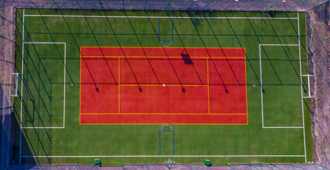 synthetic sports field for football, volleyball, tennis and leisure