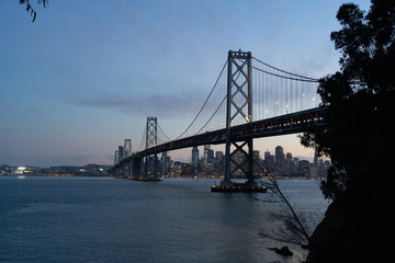 San Francisco bay bridge sunset