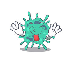 An amusing face shigella boydii cartoon design with tongue out