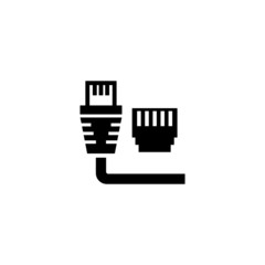 Ethernet vector icon in black solid flat design icon isolated on white background