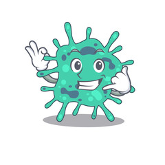 Fototapeta premium Cartoon design of shigella boydii with call me funny gesture