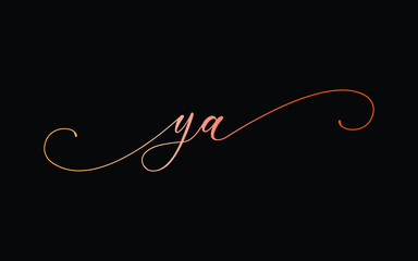 ya or y, a Lowercase Cursive Letter Initial Logo Design, Vector Template