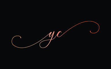 yc or y, c Lowercase Cursive Letter Initial Logo Design, Vector Template