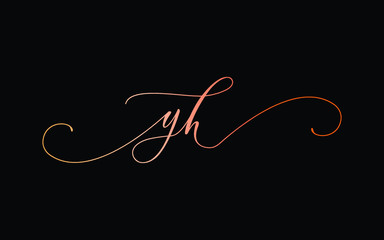 yh or y, h Lowercase Cursive Letter Initial Logo Design, Vector Template