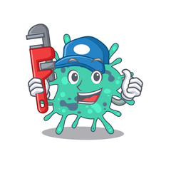 Shigella boydii Smart Plumber cartoon character design with tool