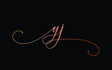yj or y, j Lowercase Cursive Letter Initial Logo Design, Vector Template