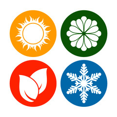 Four season summer spring autumn winter symbol  isolated on white background