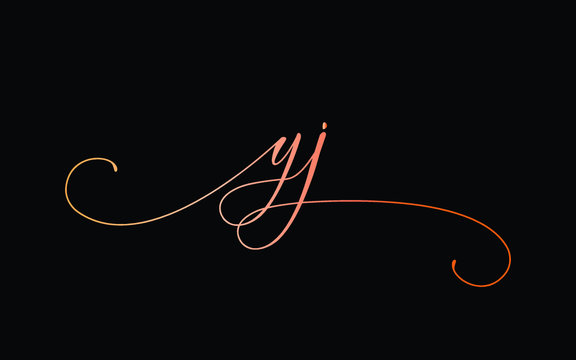yj or y, j Lowercase Cursive Letter Initial Logo Design, Vector Template