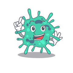 Shigella boydii mascot character design with one finger gesture
