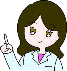 指さしする女医