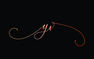 yv or y, v Lowercase Cursive Letter Initial Logo Design, Vector Template