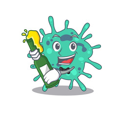 Mascot character design of shigella boydii say cheers with bottle of beer