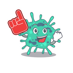 Shigella boydii presented in cartoon character design with Foam finger